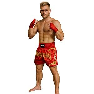 FIGHTERS - Muay Thai Shorts / Rot-Gold / Small